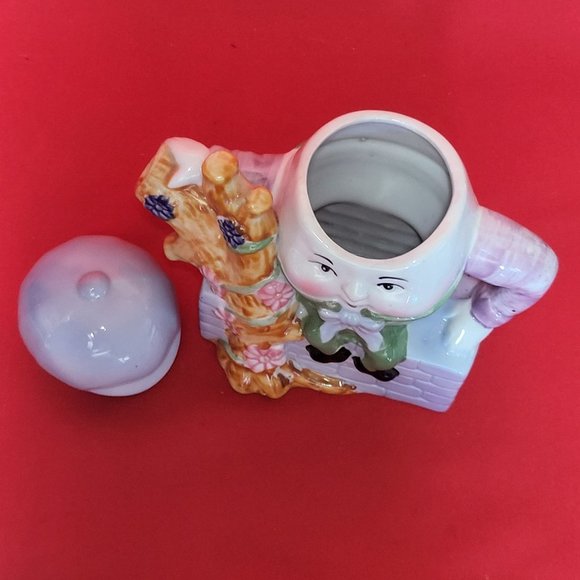 Vintage Feitx Humpty Dumpty Sitting On  Wall Decorative Porcelain Teapot - Picture 7 of 14